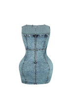 Load image into Gallery viewer, 3D Pockets Denim Mini Dress
