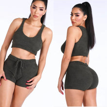 Load image into Gallery viewer, Juju Knit Short Set- Olive FancySticated
