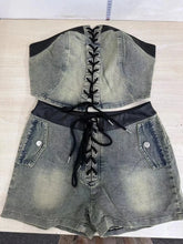 Load image into Gallery viewer, Tie Up Denim Short Set
