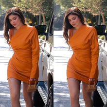 Load image into Gallery viewer, Orange Leather Pleated Mini Dress
