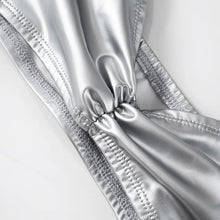 Load image into Gallery viewer, Silver Leather Ruffles Skirt Set
