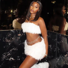 Load image into Gallery viewer, White Fur Skirt Set
