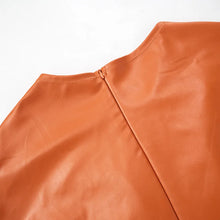 Load image into Gallery viewer, Orange Leather Pleated Mini Dress
