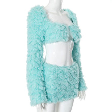 Load image into Gallery viewer, Fuzzy Wrap Mini Skirt Set
