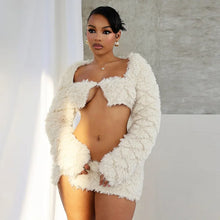 Load image into Gallery viewer, Fuzzy Wrap Mini Skirt Set
