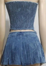 Load image into Gallery viewer, Keke Denim Pleated Skirt Set
