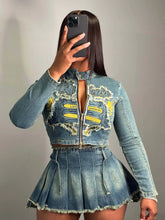 Load image into Gallery viewer, Aliya Pleated Denim Skirt Set
