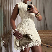 Load image into Gallery viewer, Josiah Knit Crochet Tassel Mini Dress
