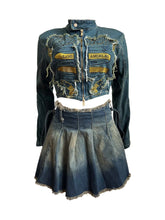 Load image into Gallery viewer, Aliya Pleated Denim Skirt Set
