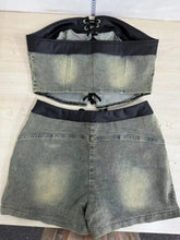 Load image into Gallery viewer, Tie Up Denim Short Set
