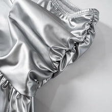 Load image into Gallery viewer, Silver Leather Ruffles Skirt Set
